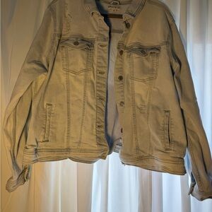 Ava & Viv Women's Distressed Light Blue Jean Jacket